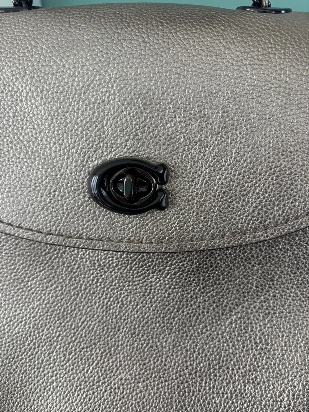 Coach Parker 18 Leather Convertible Backpack Purse Handbag in metallic color